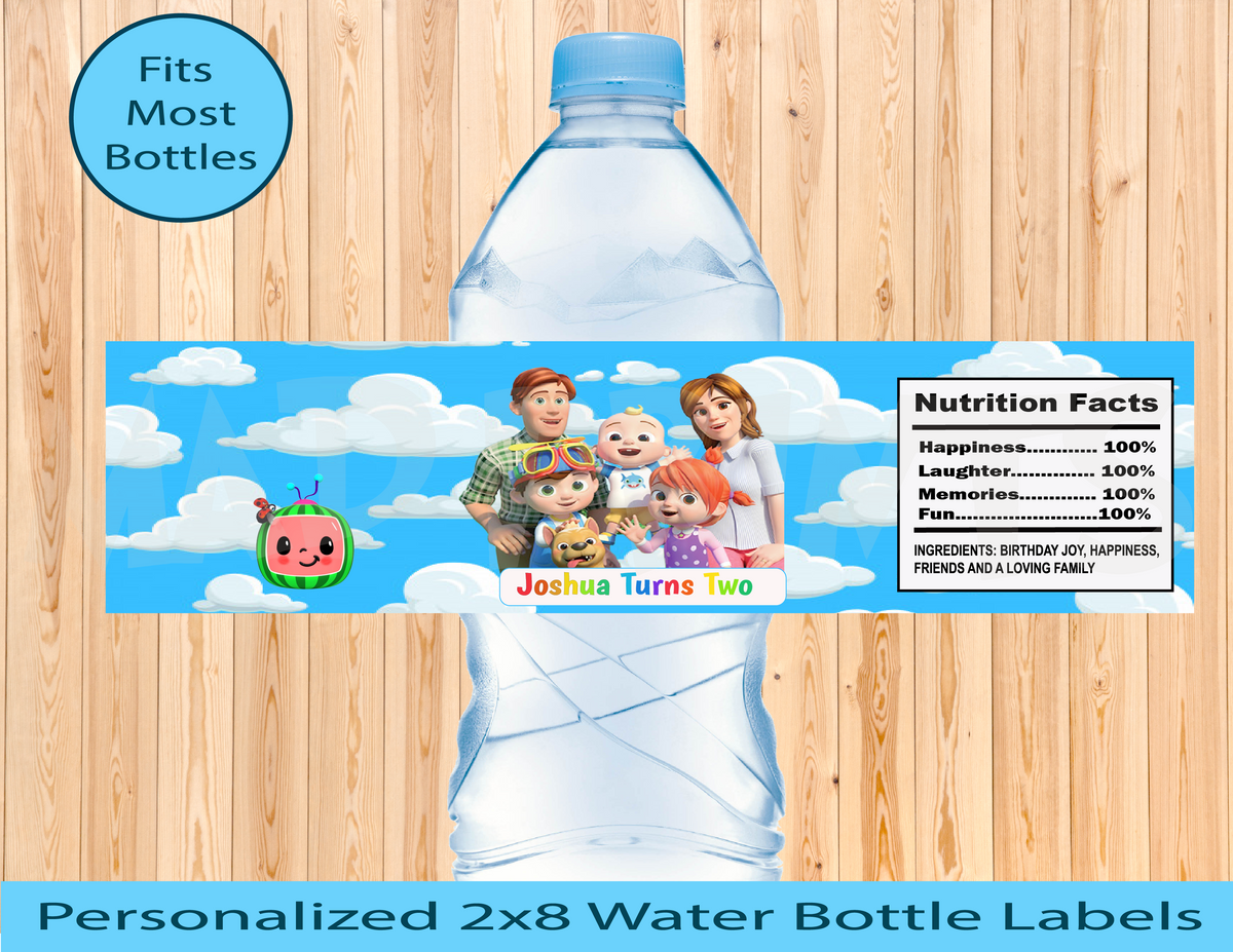 Cocomelon JJ Rainbow Water Bottle Label