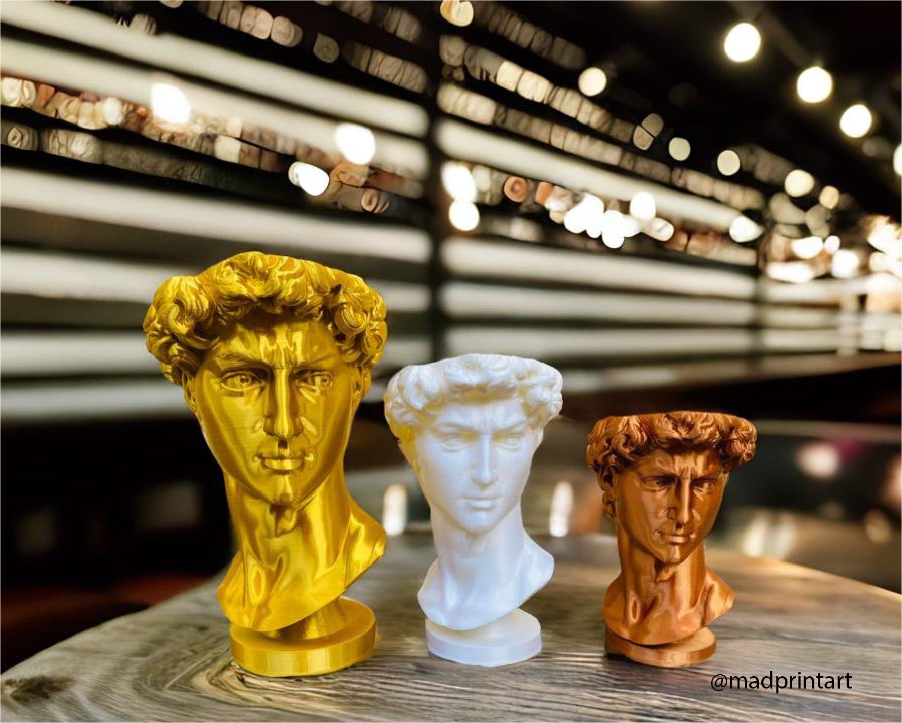 3D Printed Michelangelo's David Bust Planter Pot with Drip Tray