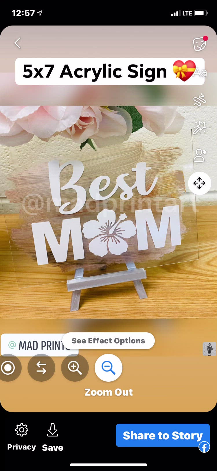 5x7 Best Mom Acrylic Sign
