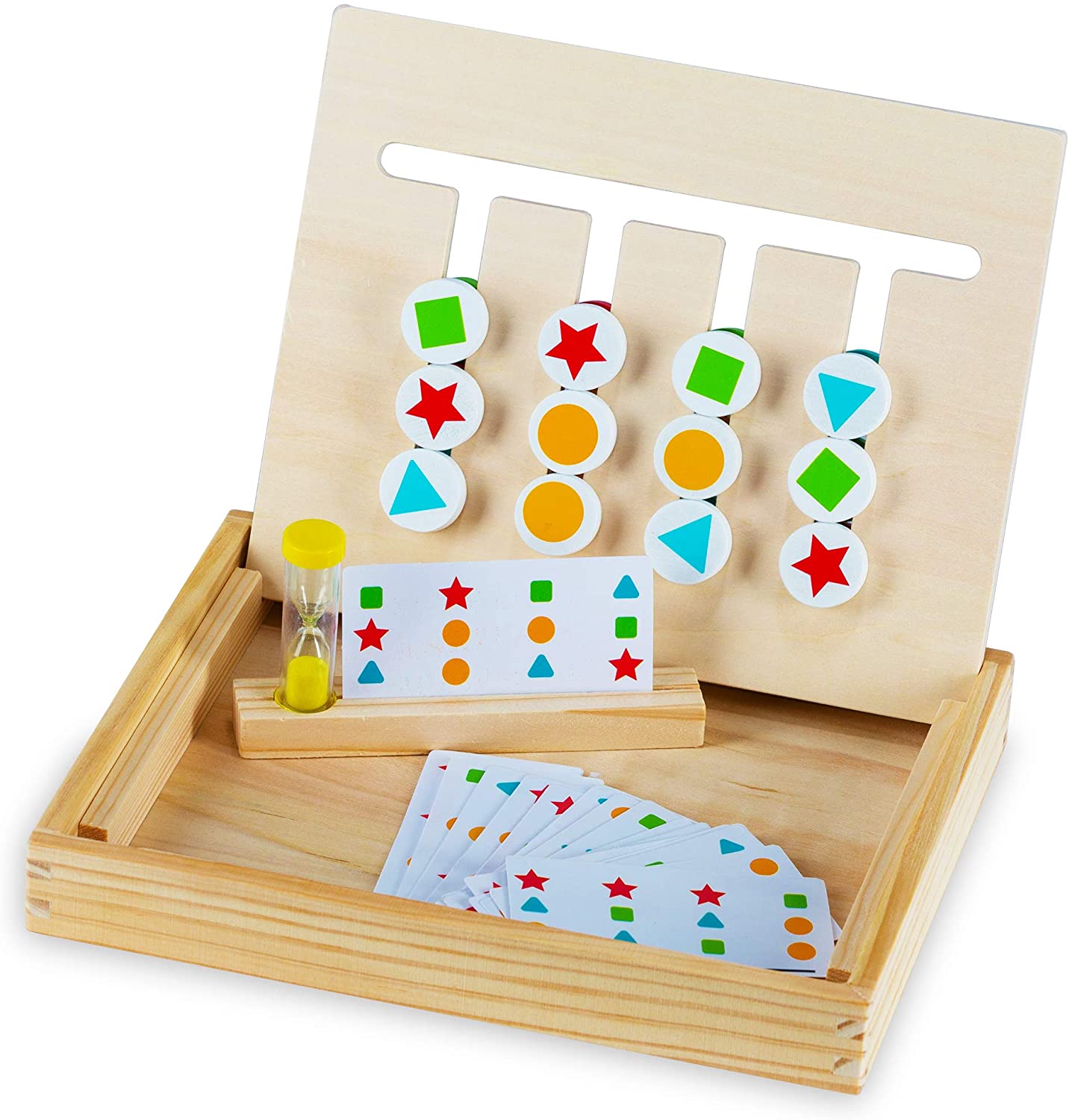 Four-Color & Shape Puzzle Game Montessori Toy  Fun & Educational 2-Sided Sliding Logic Puzzle