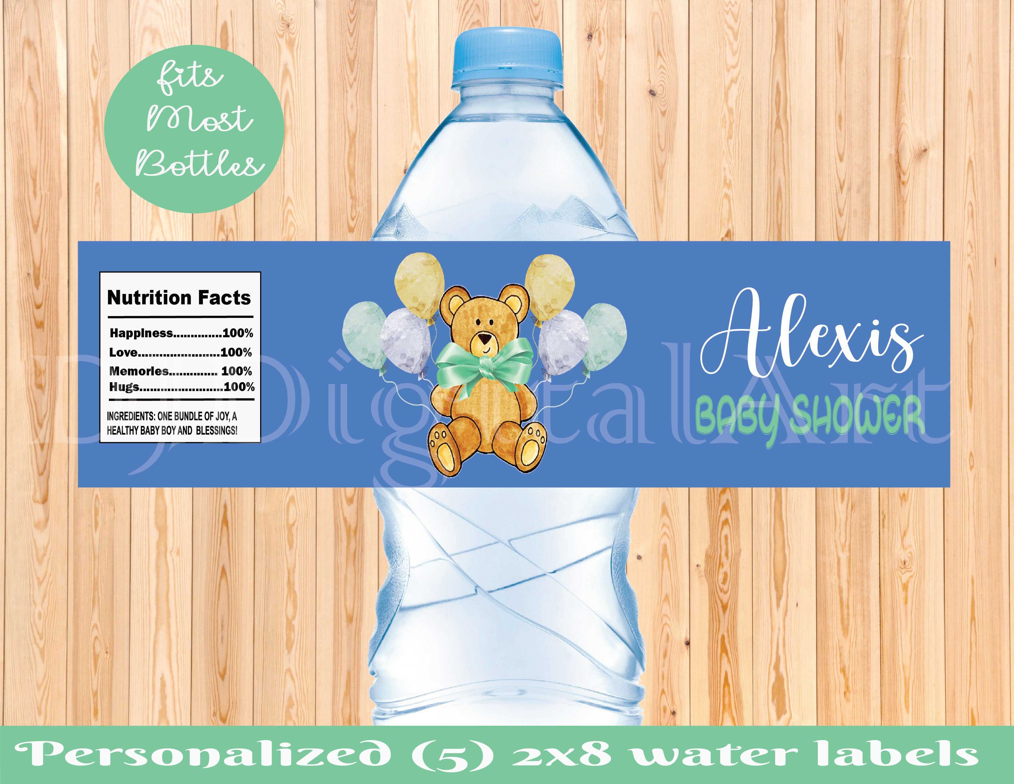 Teddy Bear Baby Shower Water Bottle Labels