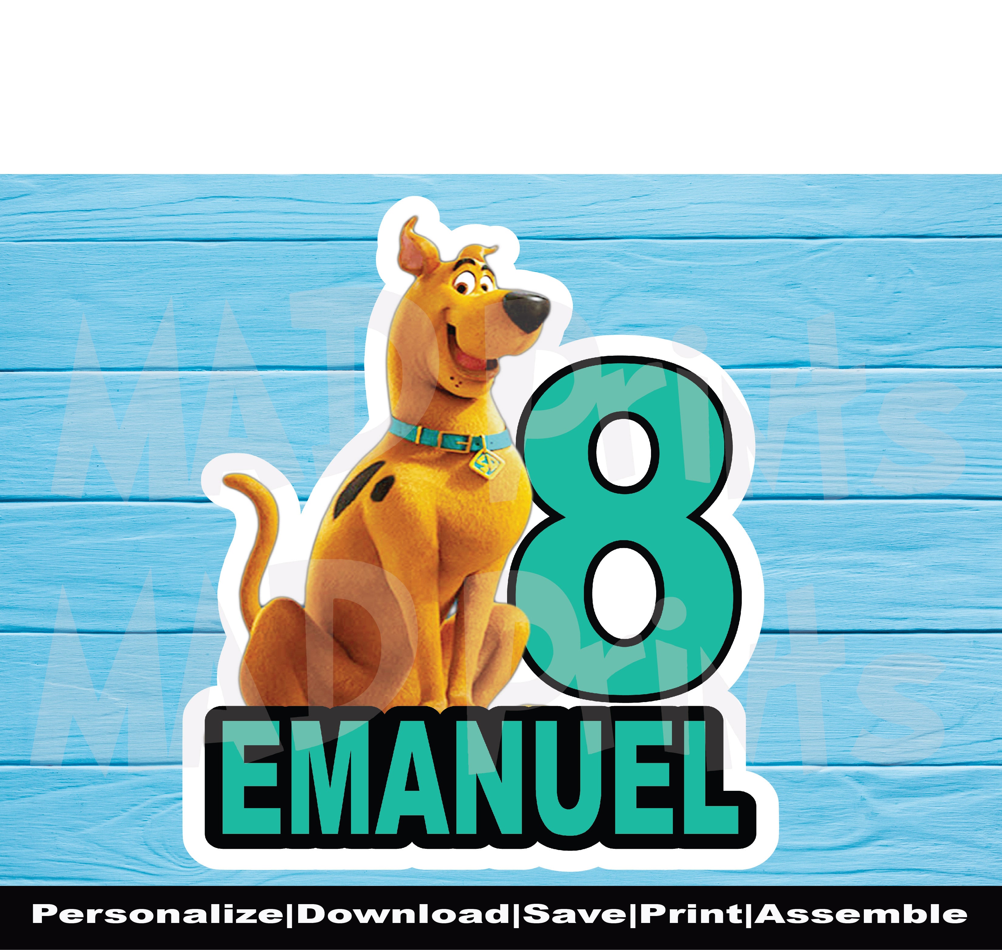 Digital Personalized Printable Scooby-Doo Cake Topper