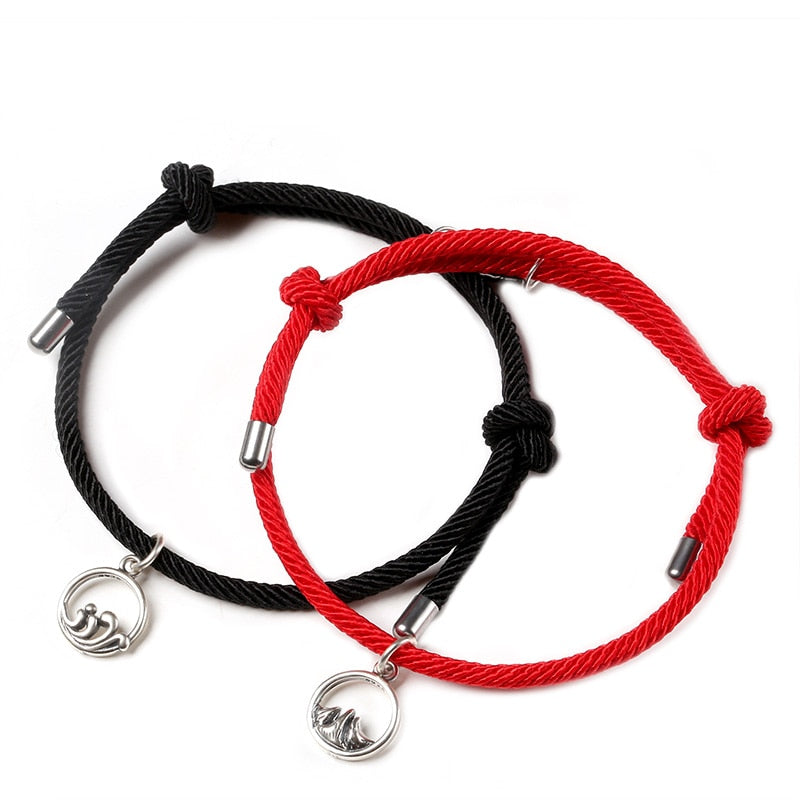 Magnetic Attract Couples Bracelets, Rope Braided Mutual Magnetic Bracelets for Him and Her 2 PCS Jewelry