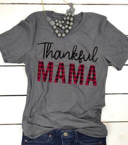 Plaid Thankful Mama T-Shirt