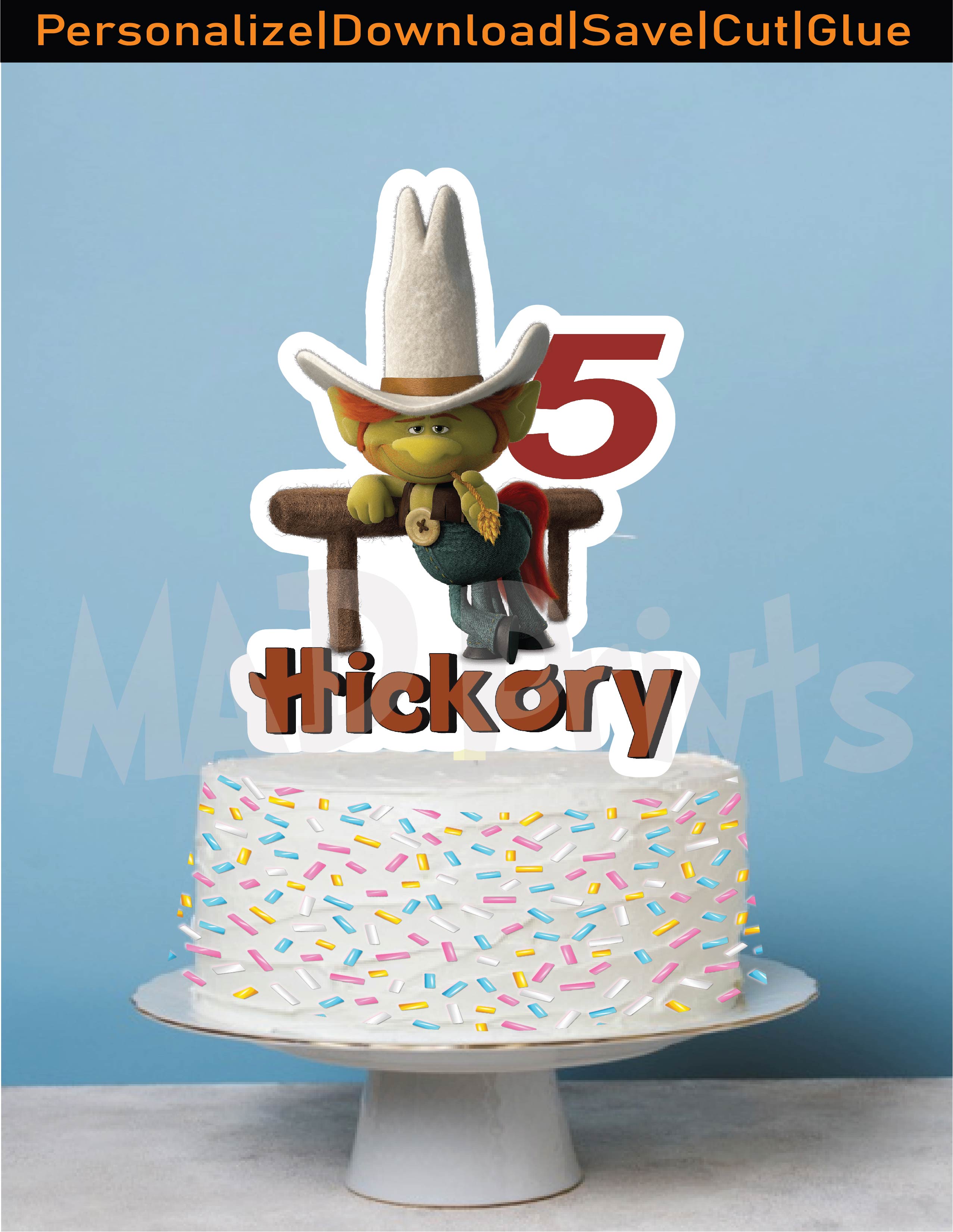 Digital Trolls DIY Hickory Cake Topper