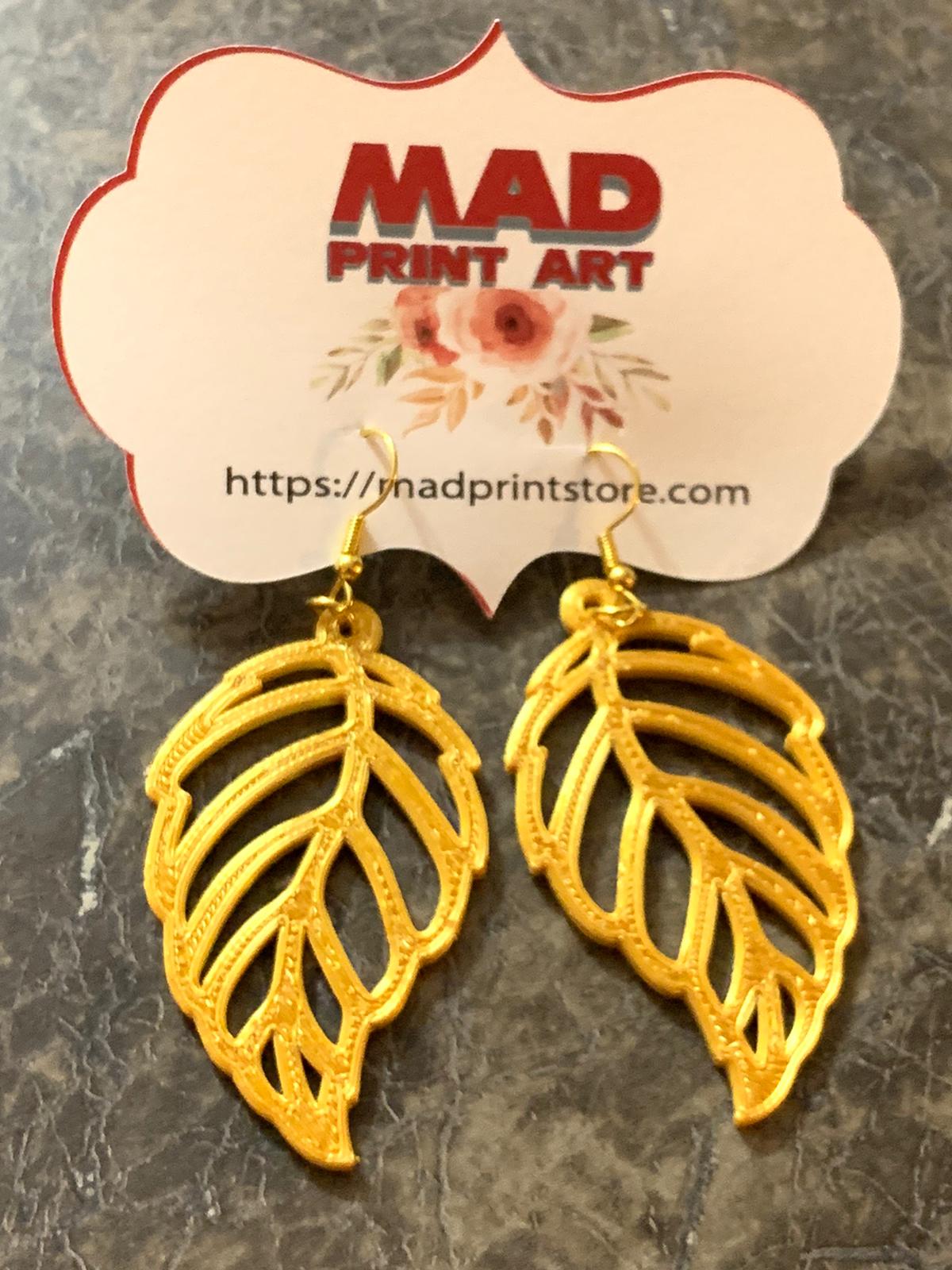 3D Printing Leaf Earrings Jewelry