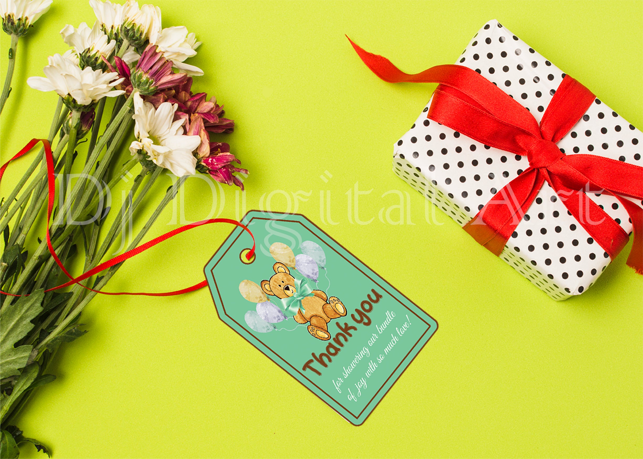 Instant Printable Teddy Bear Baby Shower Thank you Tags