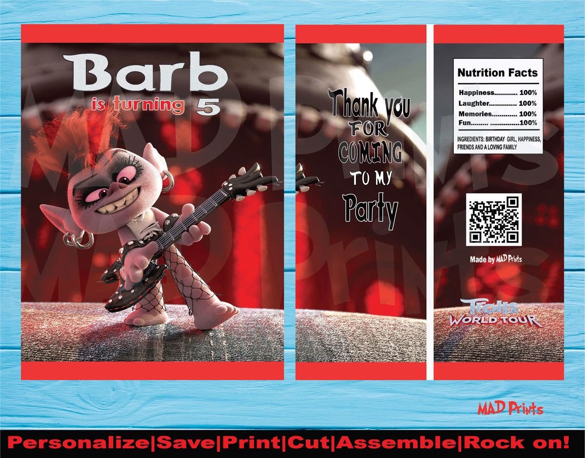 Personalized Trolls Queen Barb Chip Bag MAD Prints LLC.