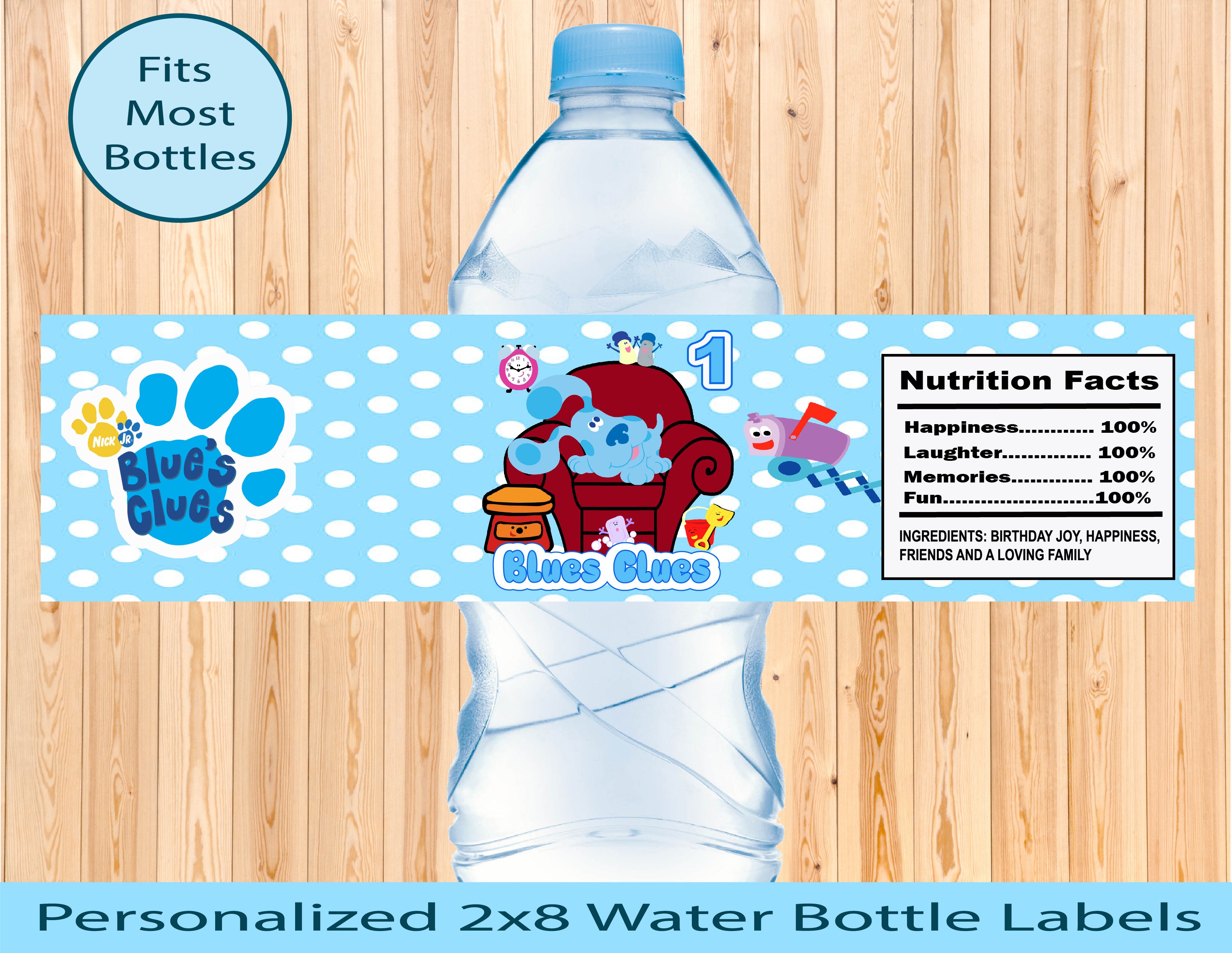 Blues Clues Personalized  Water Bottle Labels