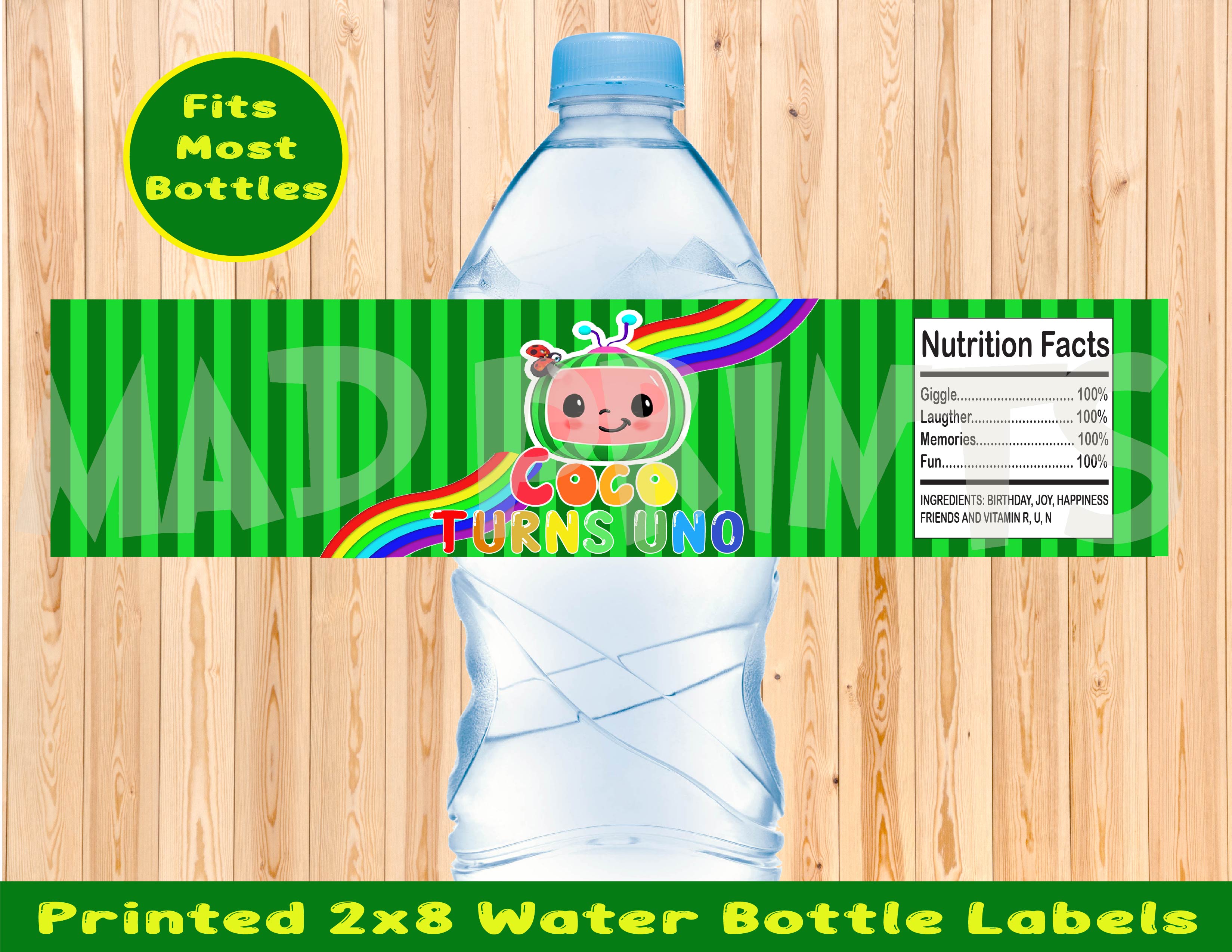 Printed Cocomelon Personalized Water Bottle Labels – MAD Prints LLC.