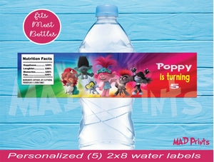 Printable Trolls 2 Water Bottle Labels