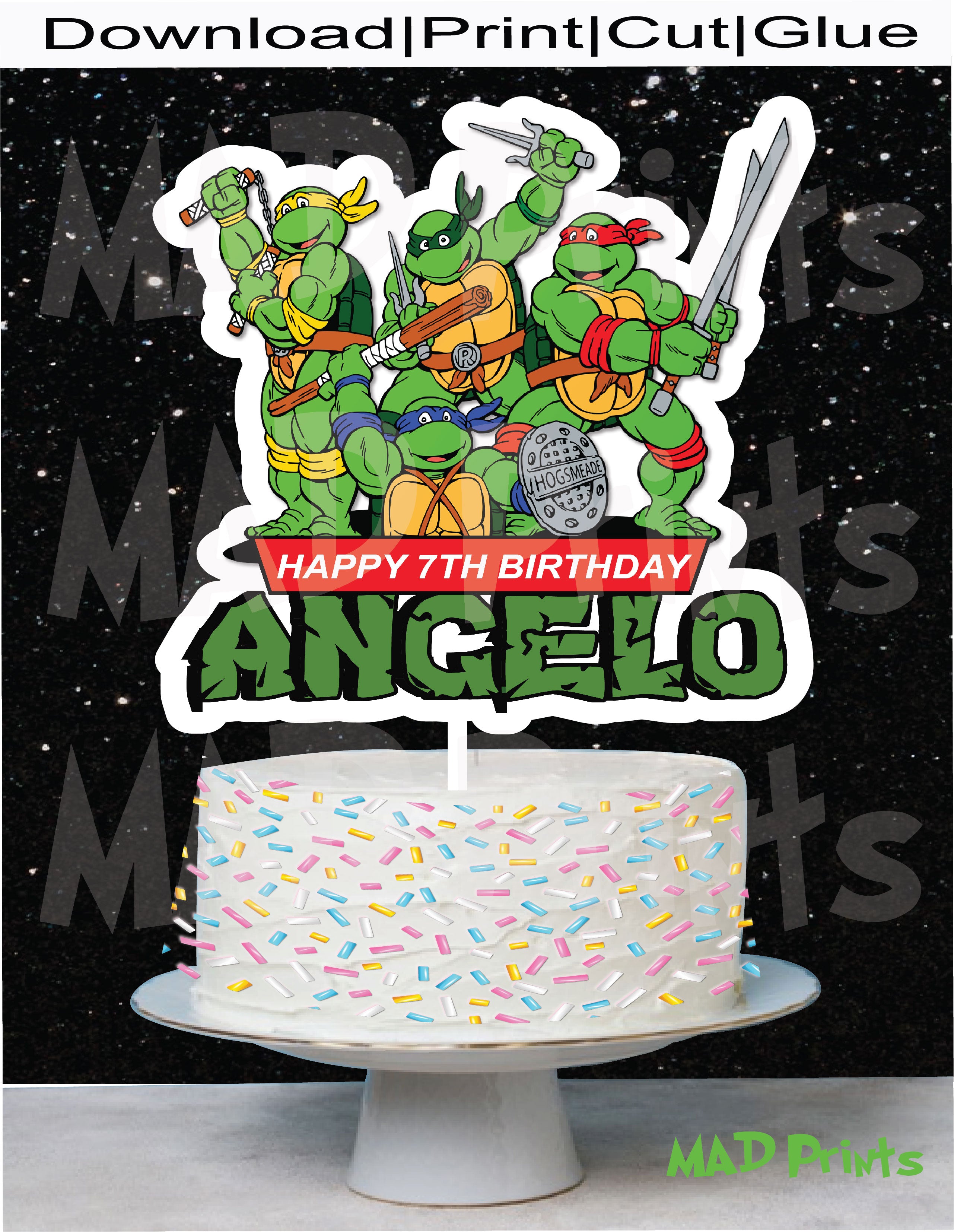 Digital  Ninja Turtles  Cake Topper