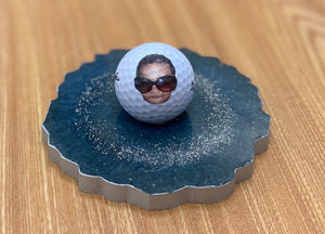 Customized 3 Golf Balls on Wooden Stand