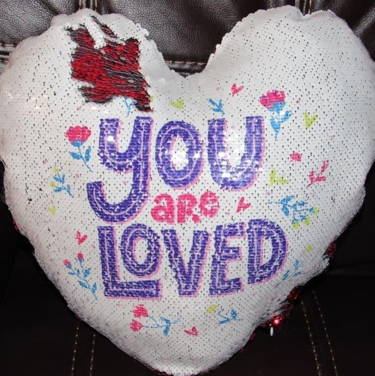Red Sequin You Are Loved Pillowcase